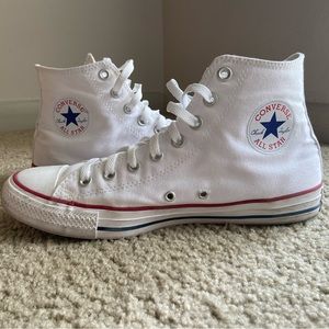 TRUE WHITE CONVERSE HIGH TOPS MENS.